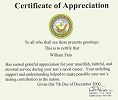 CO Certificate of Appreciation to Family, this one is for my father.