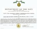 Navy Commendation Medal certificate. Click on this picture for a larger image.